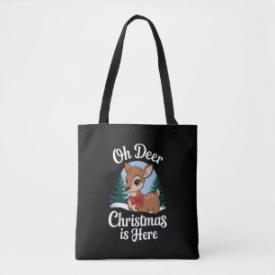 Vintage Christmas Reindeer Oh Deer Christmas Here Tote Bag
