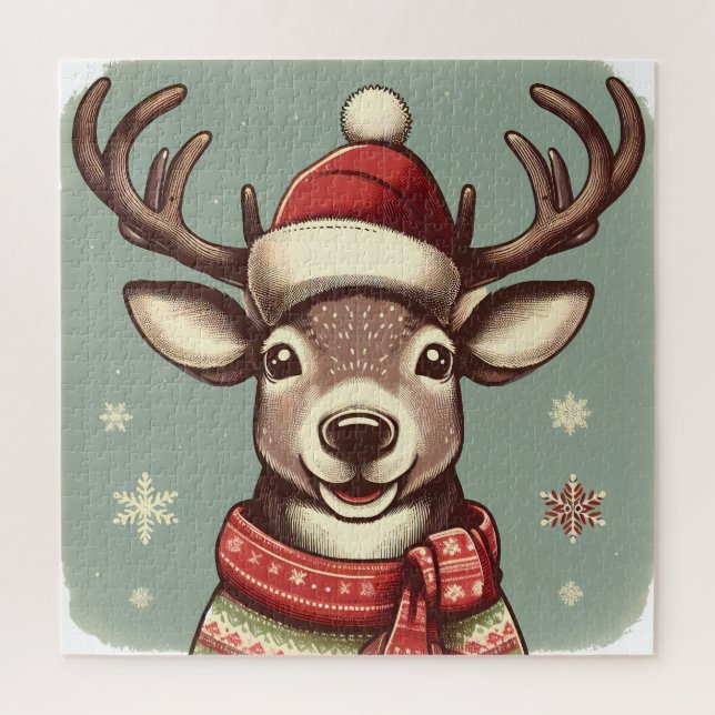 Vintage Christmas Renne Jigsaw Puzzle (Vertical)