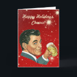 Vintage Christmas, Retro 50s Man Drinking Cocktail Holiday Card<br><div class="desc">The gift of love. The gift of peace. The gift of happiness. May all these be yours at Christmas. Easy to customise this Christmas card to personalise with your own holiday message, or just add your names. Vintage illustration drinks and beverages image featuring a bachelor man smiling and drinking a...</div>