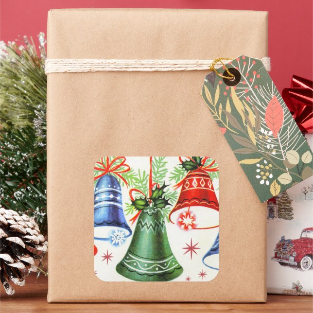 Vintage Christmas retro bells Holiday stickers (Holiday)
