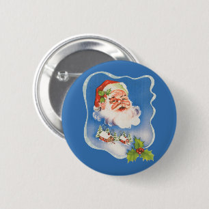 Vintage Christmas, Retro Jolly Santa Claus 6 Cm Round Badge