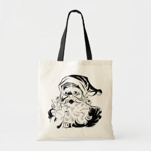Vintage Christmas, Retro Jolly Santa Claus, black Tote Bag