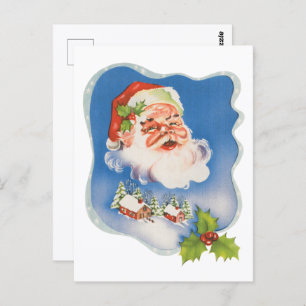 Vintage Christmas, Retro Jolly Santa Claus Holiday Postcard