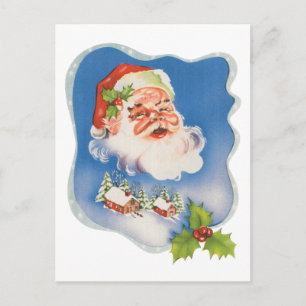 Vintage Christmas, Retro Jolly Santa Claus Holiday Postcard