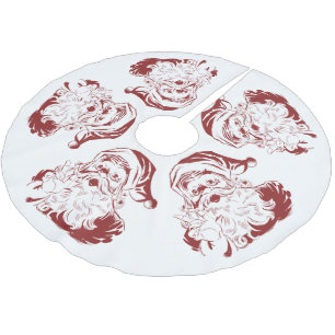 Vintage Christmas, Retro Jolly Santa Claus in Red Brushed Polyester Tree Skirt