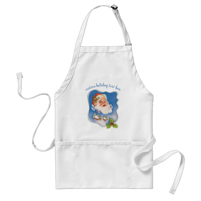 Vintage Christmas, Retro Jolly Santa Claus Standard Apron (Front)