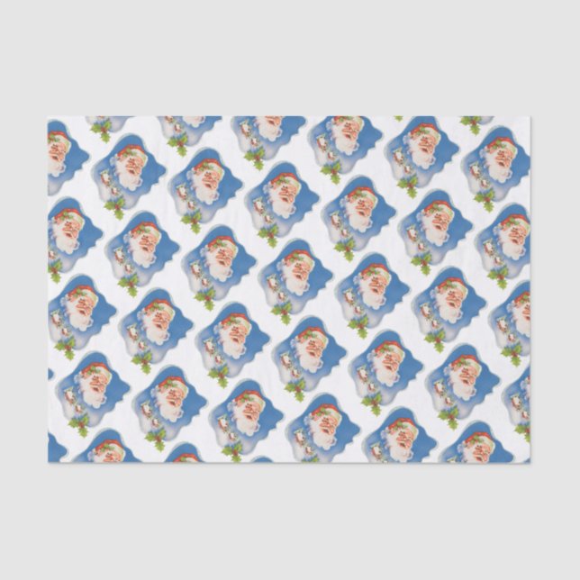 Vintage Christmas, Retro Jolly Santa Claus Tissue Paper (Front)