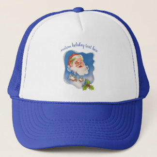 Vintage Christmas, Retro Jolly Santa Claus Trucker Hat