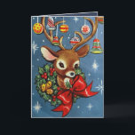 Vintage Christmas retro reindeer add message card<br><div class="desc">design by www.etsy.com/Shop/VanityFlairDesign frame by www.etsy.com/Shop/Digikika</div>