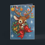 Vintage Christmas retro reindeer add message card<br><div class="desc">design by www.etsy.com/Shop/VanityFlairDesign frame by www.etsy.com/Shop/Digikika</div>