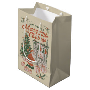 Vintage Christmas Retro Santa Claus Gifts Holiday Medium Gift Bag