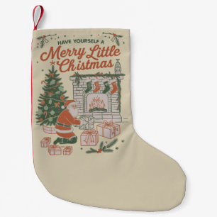 Vintage Christmas Retro Santa Claus Gifts Holiday Small Christmas Stocking