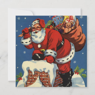Vintage Christmas, Retro Santa Claus Invitation