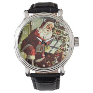 Vintage Christmas, Retro Santa Claus with Presents Watch