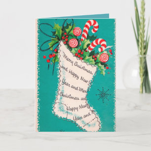 Vintage Christmas retro stocking add text card