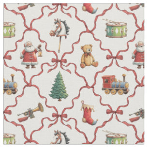 Vintage Christmas retro toys Santa Claus Christmas Fabric