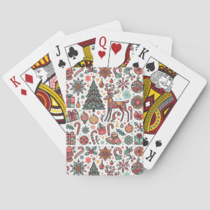 Vintage Christmas Retro Tree Gift Playing Cards