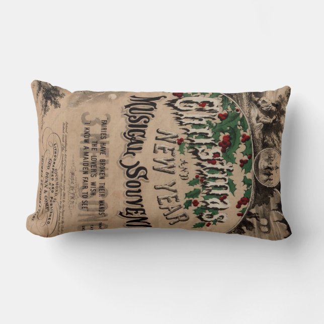 Vintage Christmas Retro Xmas Personalised Lumbar Cushion (Front)