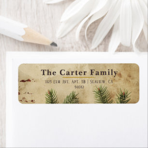 Vintage Christmas Return Address Label   Rustic