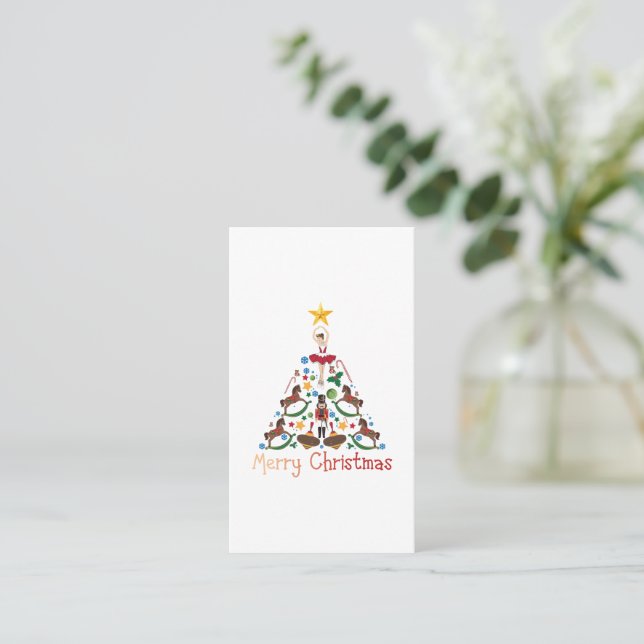 Vintage christmas rocking horse business card (Standing Front)