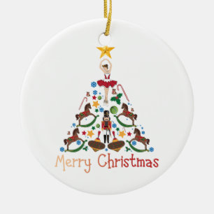Vintage christmas rocking horse ceramic tree decoration