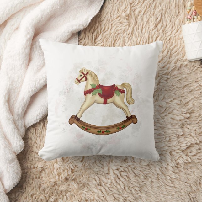 Vintage Christmas Rocking Horse Cushion (Blanket)