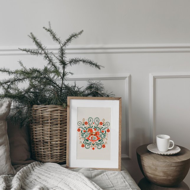 Vintage Christmas rocking horse illustration Poster (Creator Uploaded)