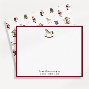 Vintage Christmas Rocking Horse Nursery Note Card