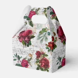 Vintage Christmas Rose Joyeux Noel Ephemera Favour Box