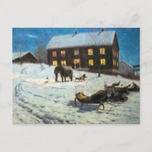 Vintage Christmas Rustic Winter Home Postcard