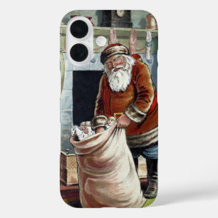 Vintage Christmas, Saint Nicholas by the Fireplace iPhone 16 Case