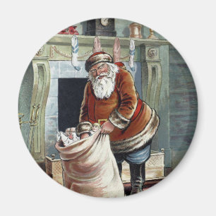 Vintage Christmas, Saint Nicholas by the Fireplace Magnet