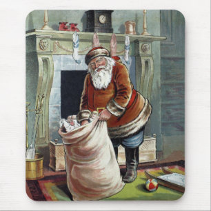 Vintage Christmas, Saint Nicholas by the Fireplace Mouse Mat