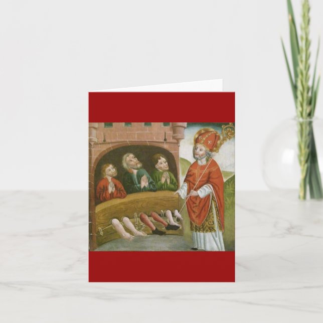 Vintage Christmas Saint Nicholas Holiday Card (Front)
