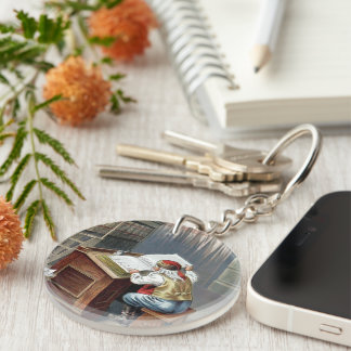 Vintage Christmas, Saint Nicholas Naughty or Nice Key Ring