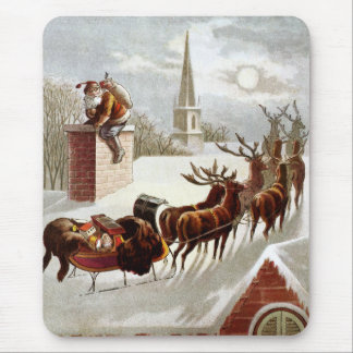 Vintage Christmas, Saint Nicholas on the Rooftop Mouse Mat