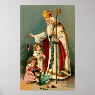 Vintage Christmas Saint Nicholas Poster