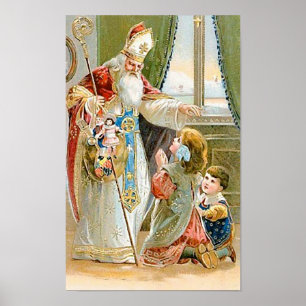 Vintage Christmas Saint Nicholas Poster