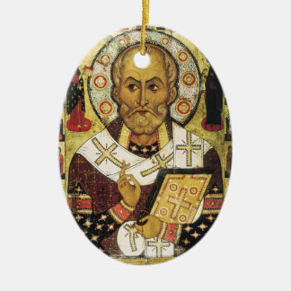 Vintage Christmas Saint Nicholas Santa Ceramic Tree Decoration