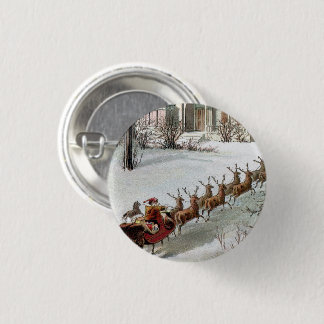 Vintage Christmas, Saint Nicholas with Reindeer 3 Cm Round Badge