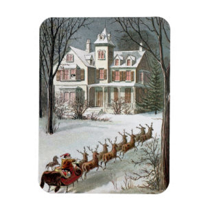 Vintage Christmas, Saint Nicholas with Reindeer Magnet