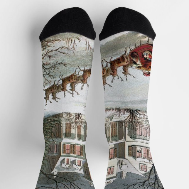 Vintage Christmas, Saint Nicholas with Reindeer Socks (Top)