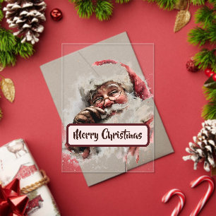 Vintage Christmas Santa Acrylic Card Invitations