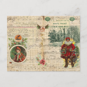Vintage Christmas Santa and Musical Notes 