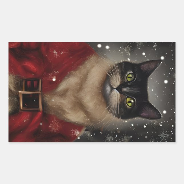 Vintage Christmas Santa Cat Sticker (Front)