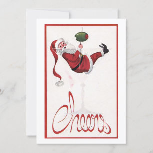 Vintage Christmas Santa Cheers Holiday Card