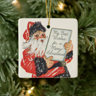Vintage Christmas Santa Claus and Children Dance Ceramic Ornament