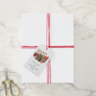 Vintage Christmas Santa Claus and Dancing Children Gift Tags