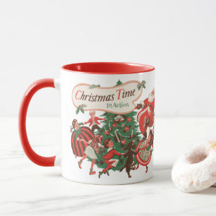 Vintage Christmas Santa Claus and Dancing Children Mug