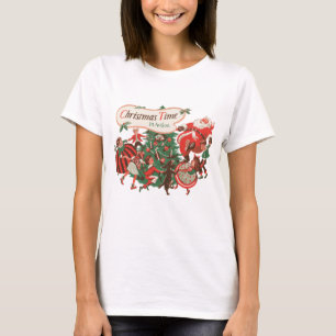 Vintage Christmas Santa Claus and Dancing Children T-Shirt